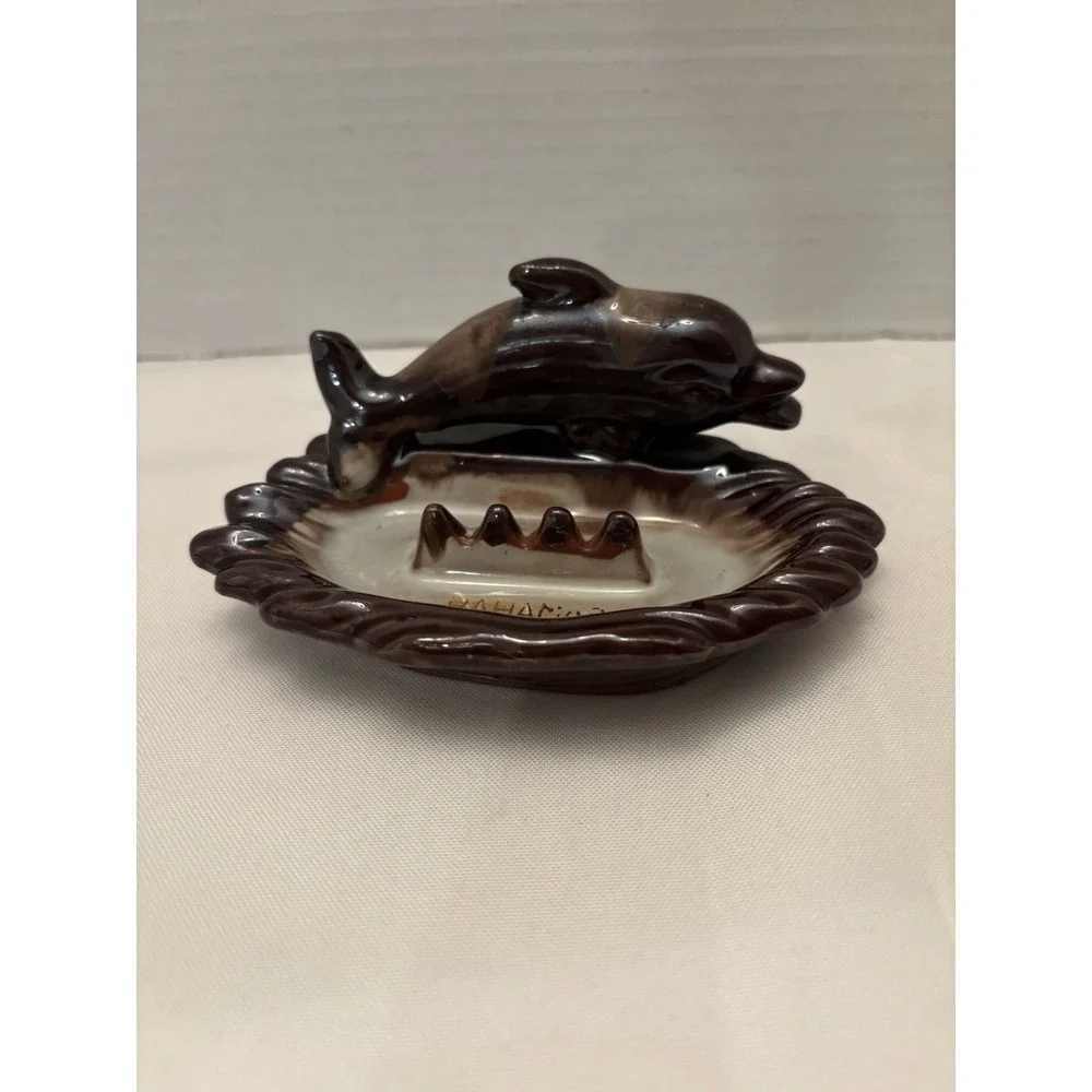 Vintage Art Deco Bahamas Mid Century Dolphin Nautical Ashtray Japan